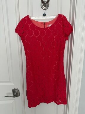 Xhilaration Red Lace Short-Sleeve Mini Dress